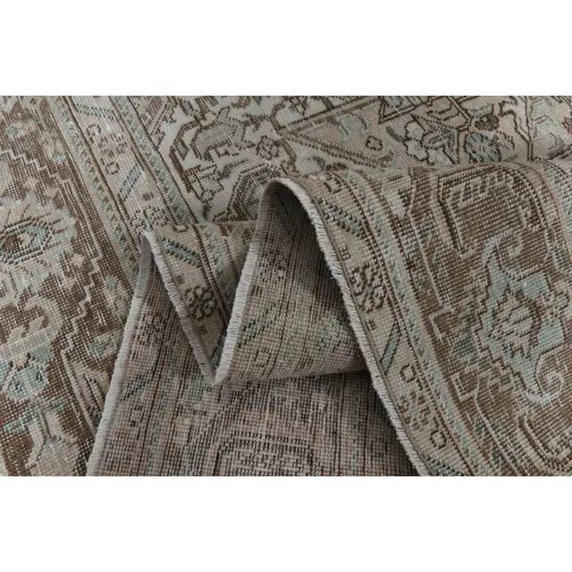 1970s Vintage Persian Handmade Wool Cotton Brown Area Rug 281x370