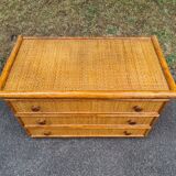 Vintage bamboo rattan chest of drawers Maugrion