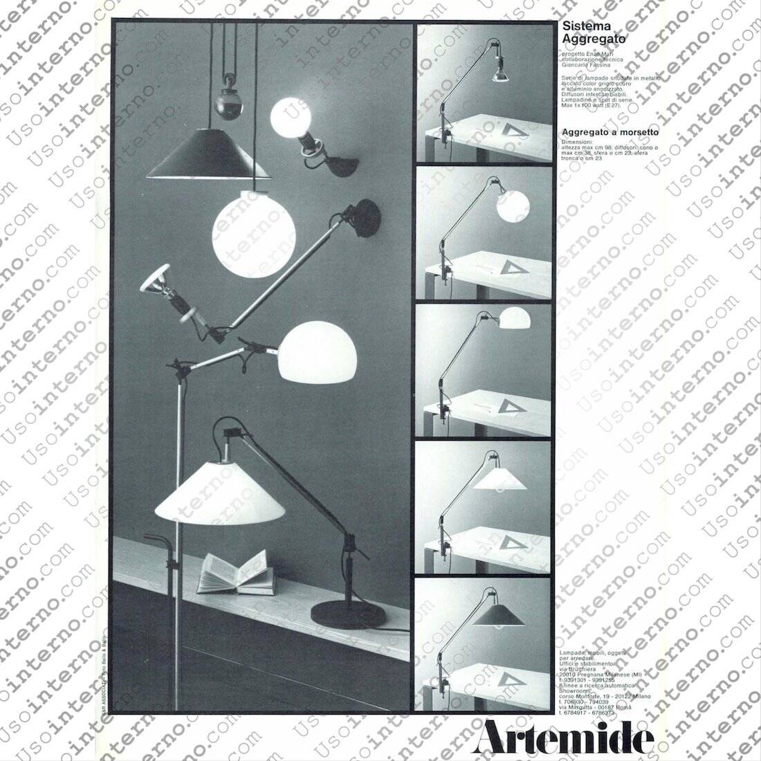 Aggregato table lamp by Enzo Mari for Artemide, 1970s