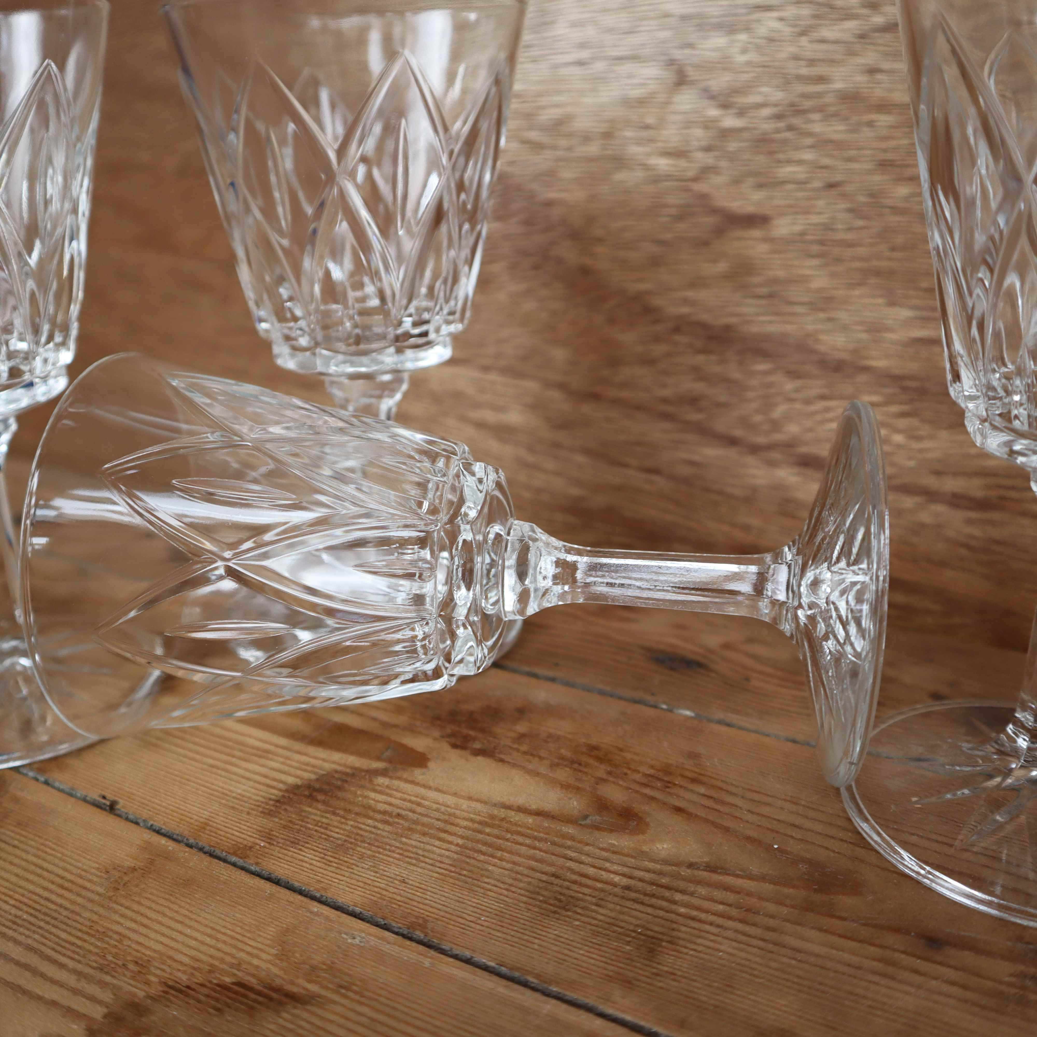 Set of 6 Harlequin water glasses in Reims crystal glass 1950