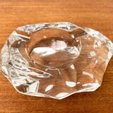 Mid-century Scandinavian heavy frosted glass table and ashtray, 1960s, set of 2.