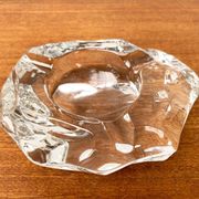 Mid-century Scandinavian heavy frosted glass table and ashtray, 1960s, set of 2.