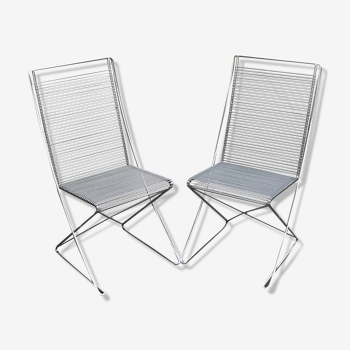 Paire de chaises Wire Till Behrens design annees 80