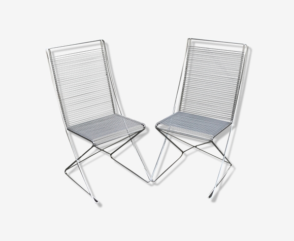 Paire de chaises Wire Till Behrens design annees 80