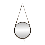 Miroir cuir de Jacques Adnet, vintage 1950