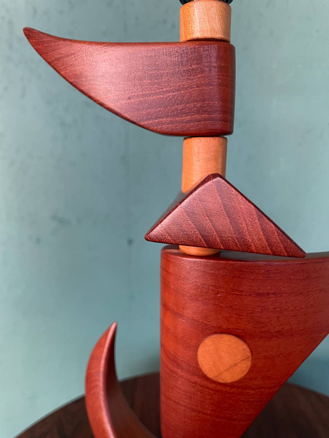 Vintage mid-century modern Danish sculptural teak table lamp