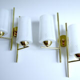 Pair vintage wall lamps 60 glass brass