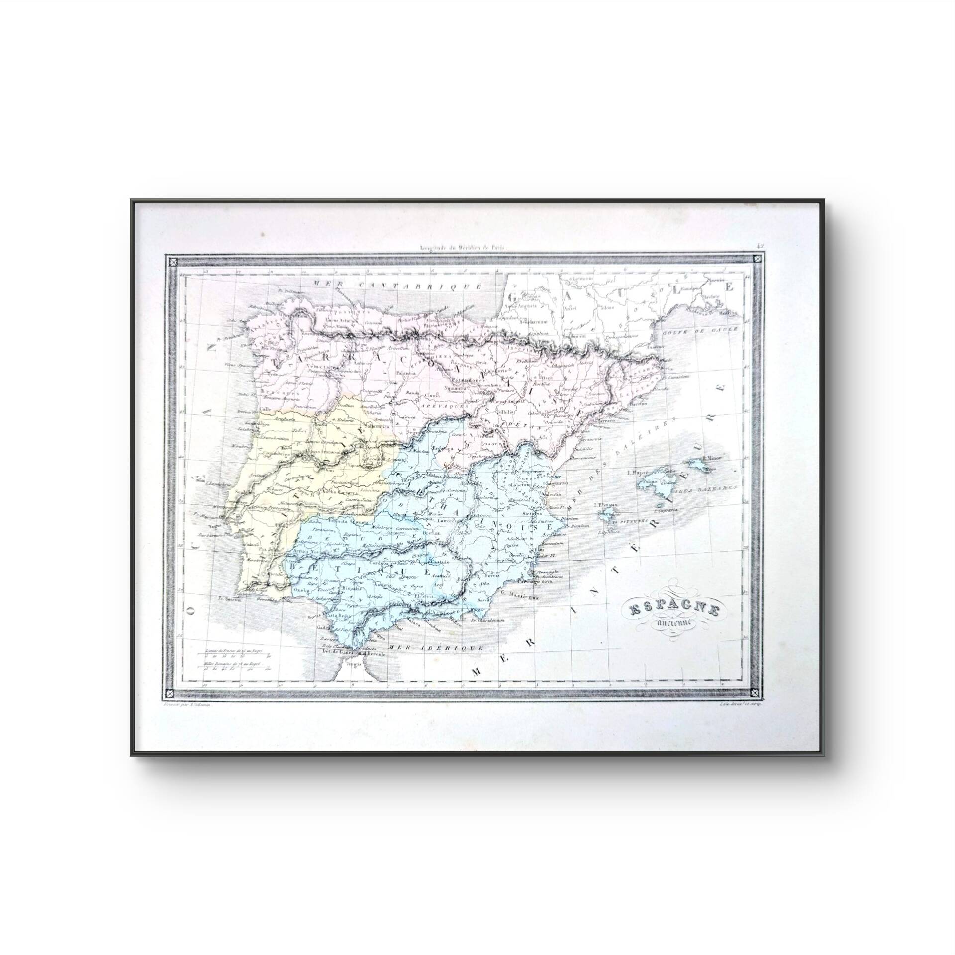 Old Spain, printed map from 1852.