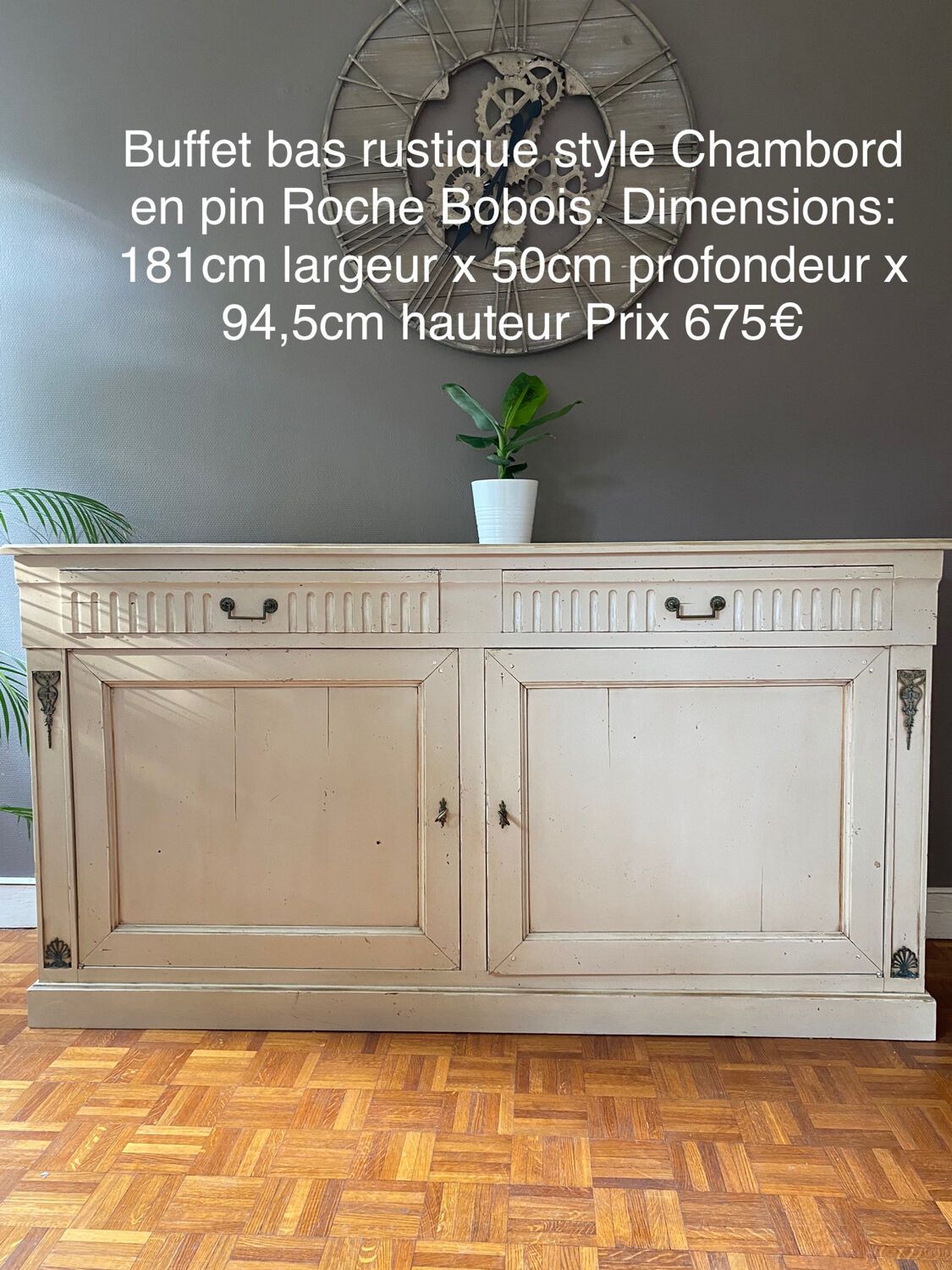 Low sideboard in Chambord style aged beige chambord