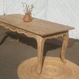 Large antique table in raw solid wood with 2 extensions for 8 to 12 people