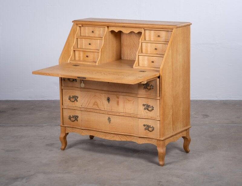Mid-Century Danish Oak Drop-Front Secretary, 1960s