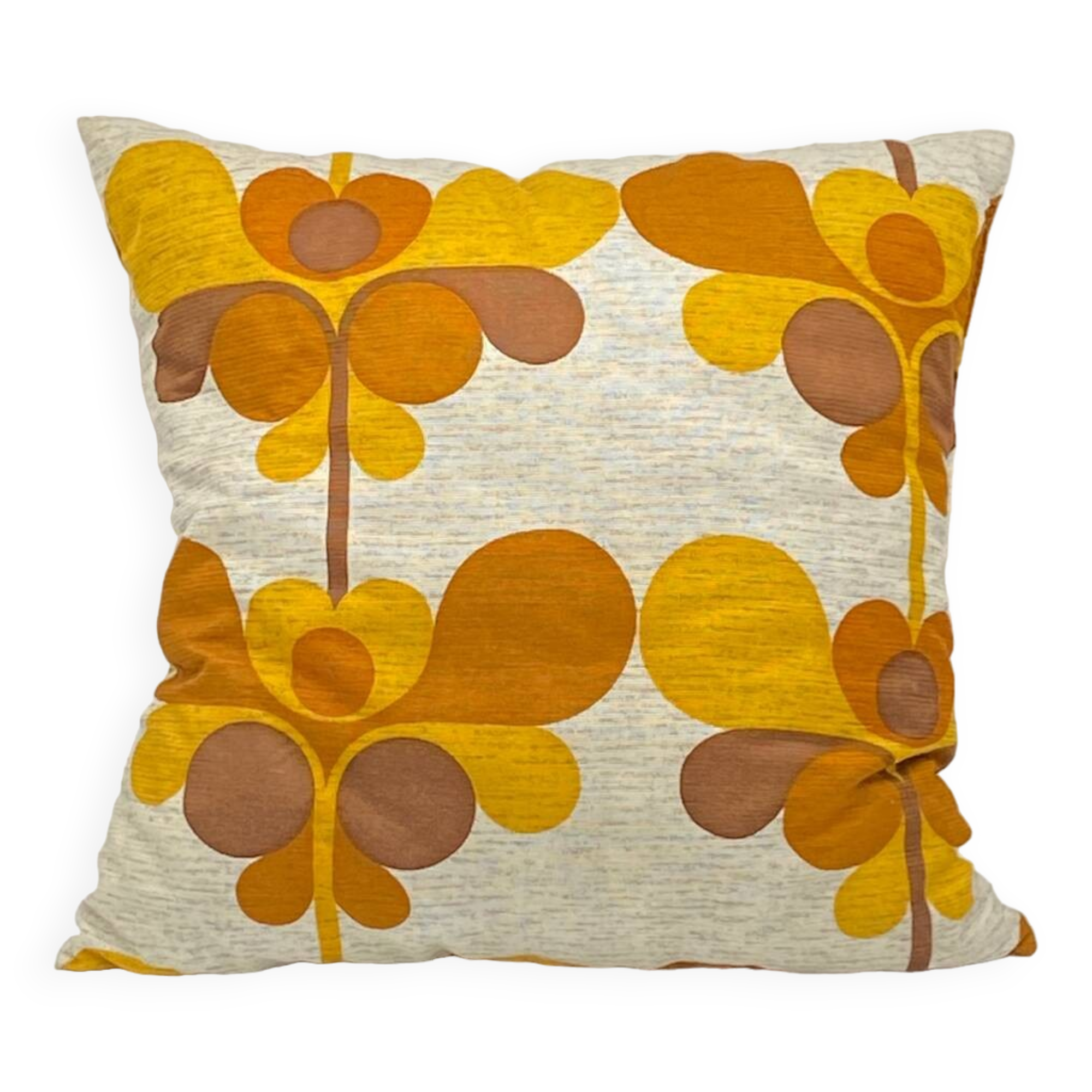Vintage orange/brown cushion with stylized flowers