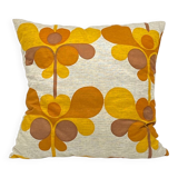 Vintage orange/brown cushion with stylized flowers