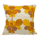 Coussin vintage orange  / marron fleurs stylisées