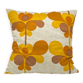 Coussin vintage orange  / marron fleurs stylisées