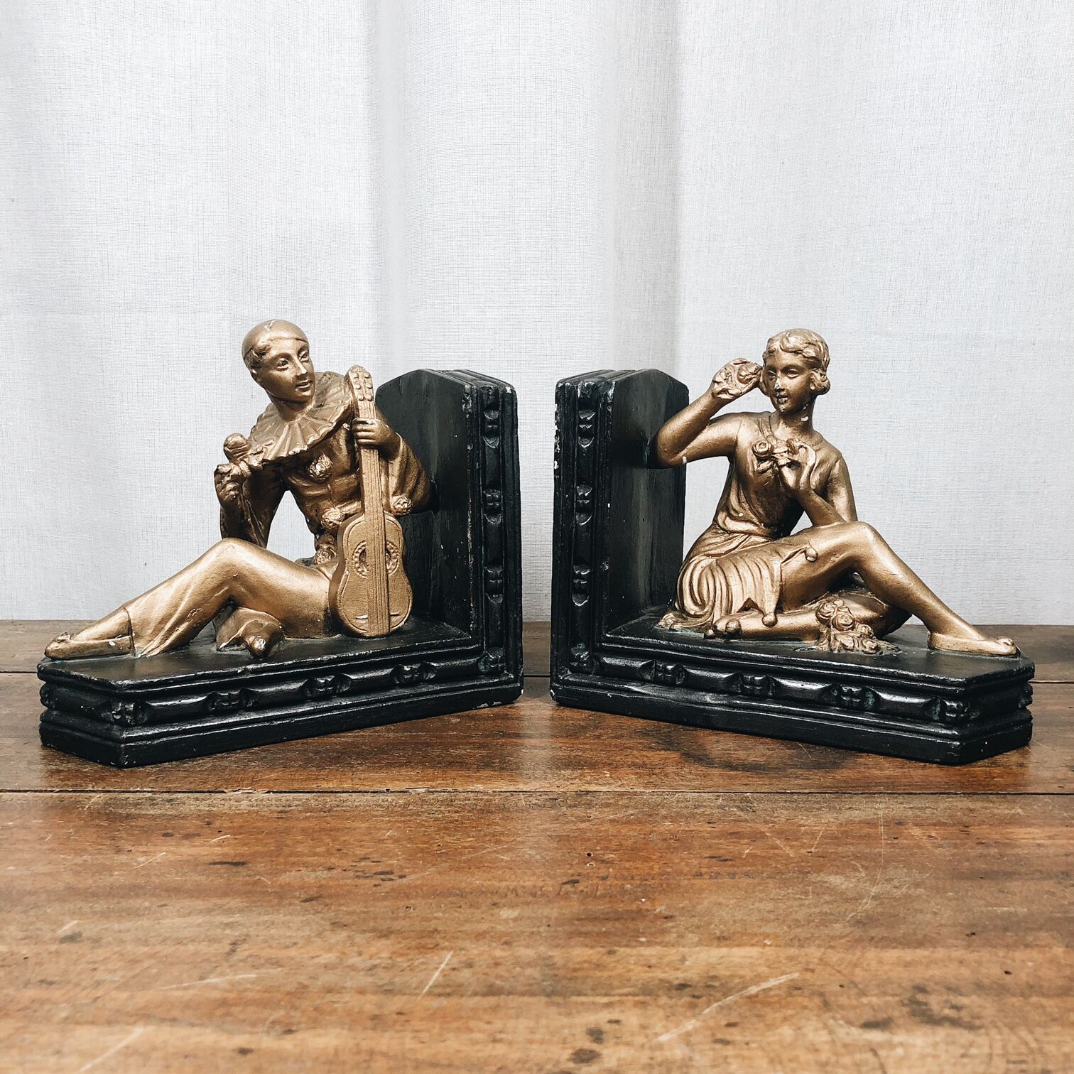 Old book clamps in black & gold plaster