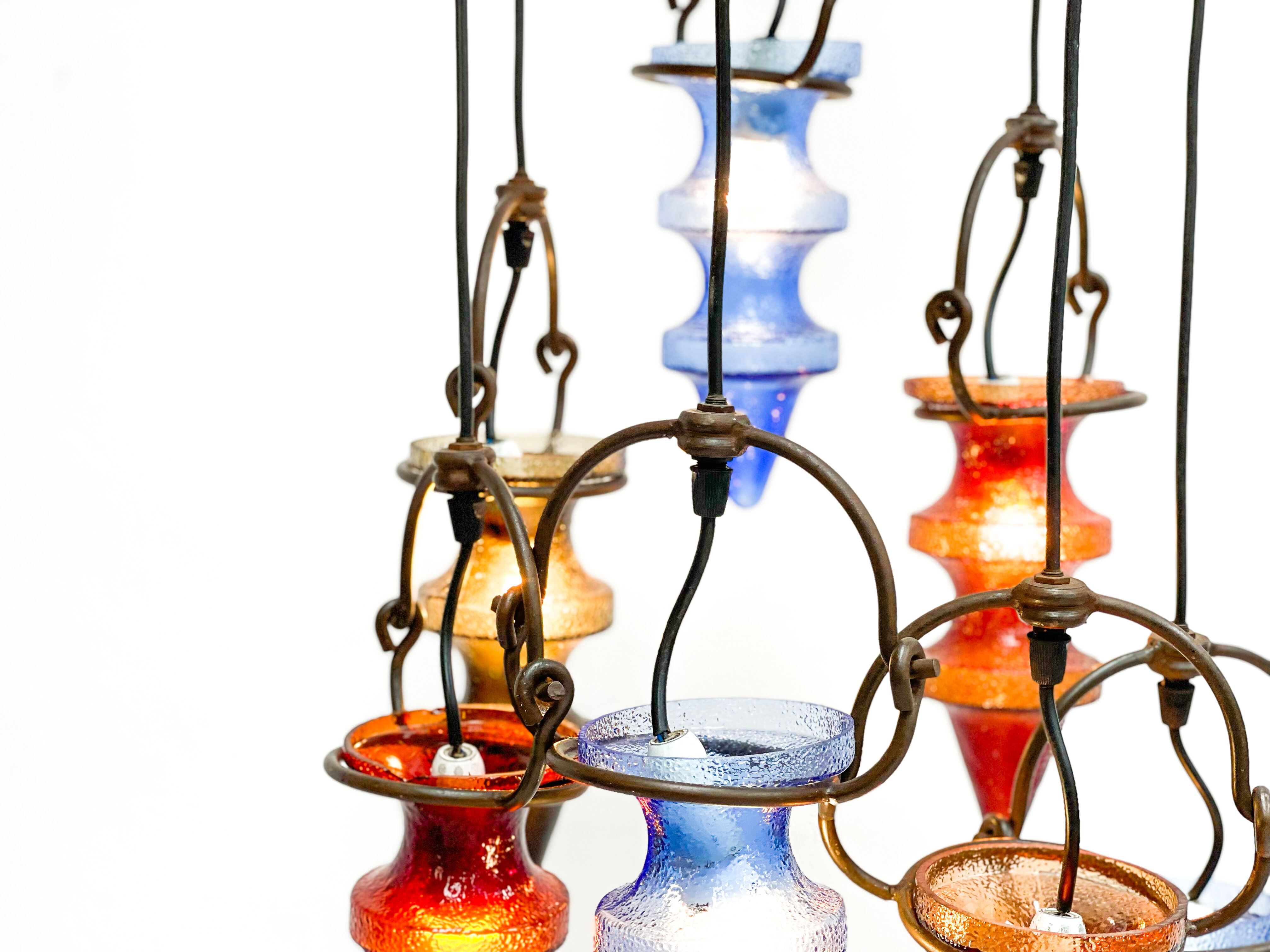 1970's colorful Belgian glass chandelier by Nanny Still for Massive