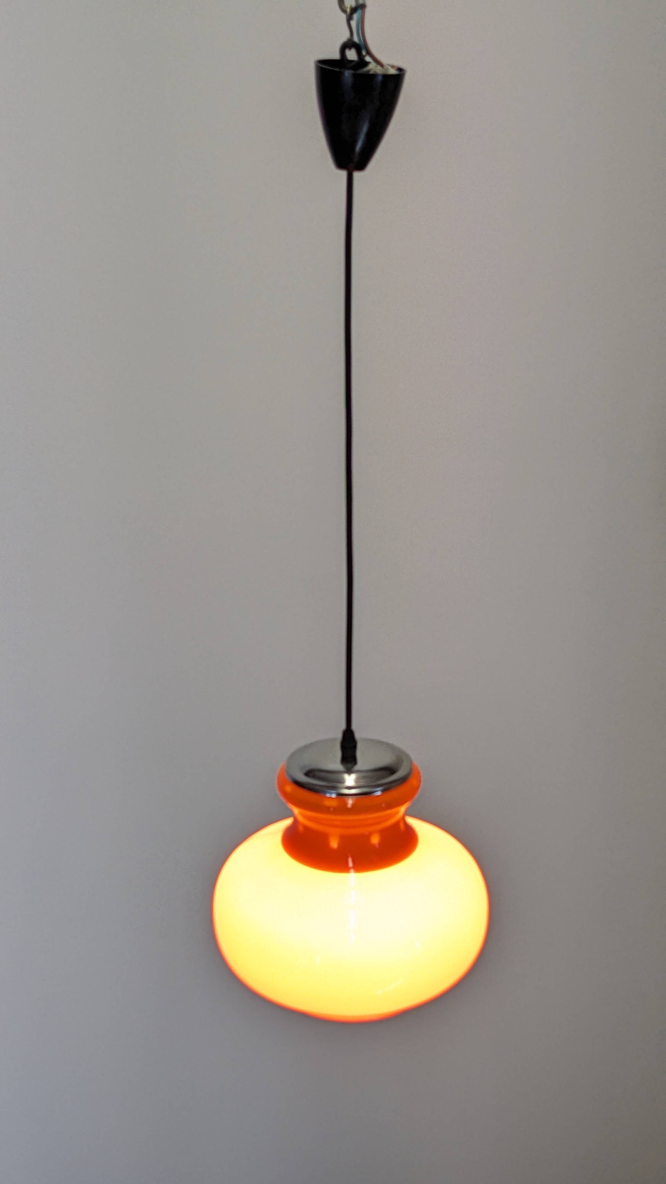Orange opaline pendant light from the 60s/70s