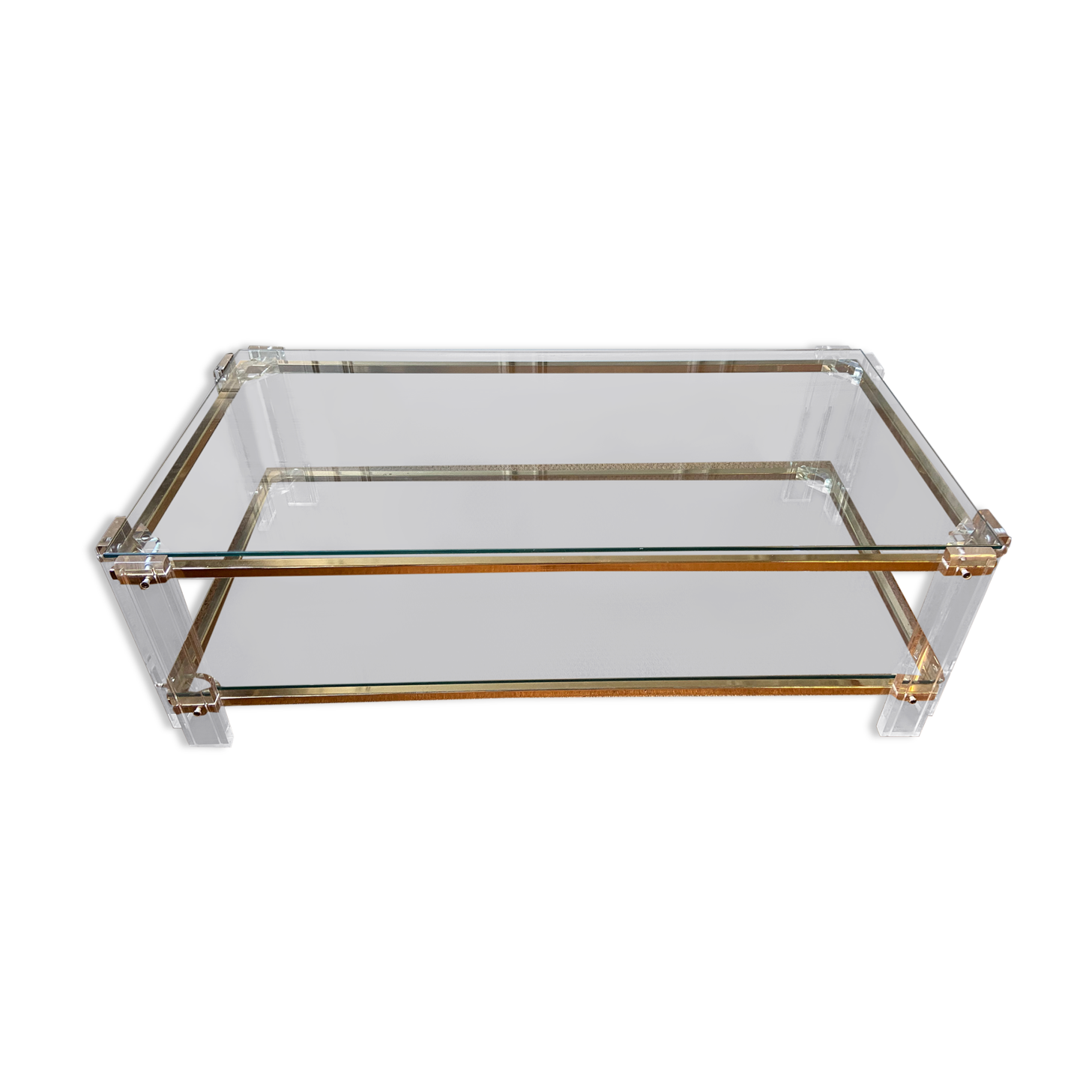 Plexiglas and brass lounge table, Italy, 1970