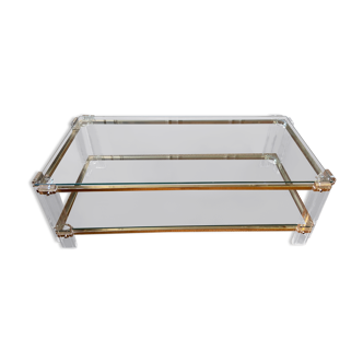 Plexiglas and brass lounge table, Italy, 1970