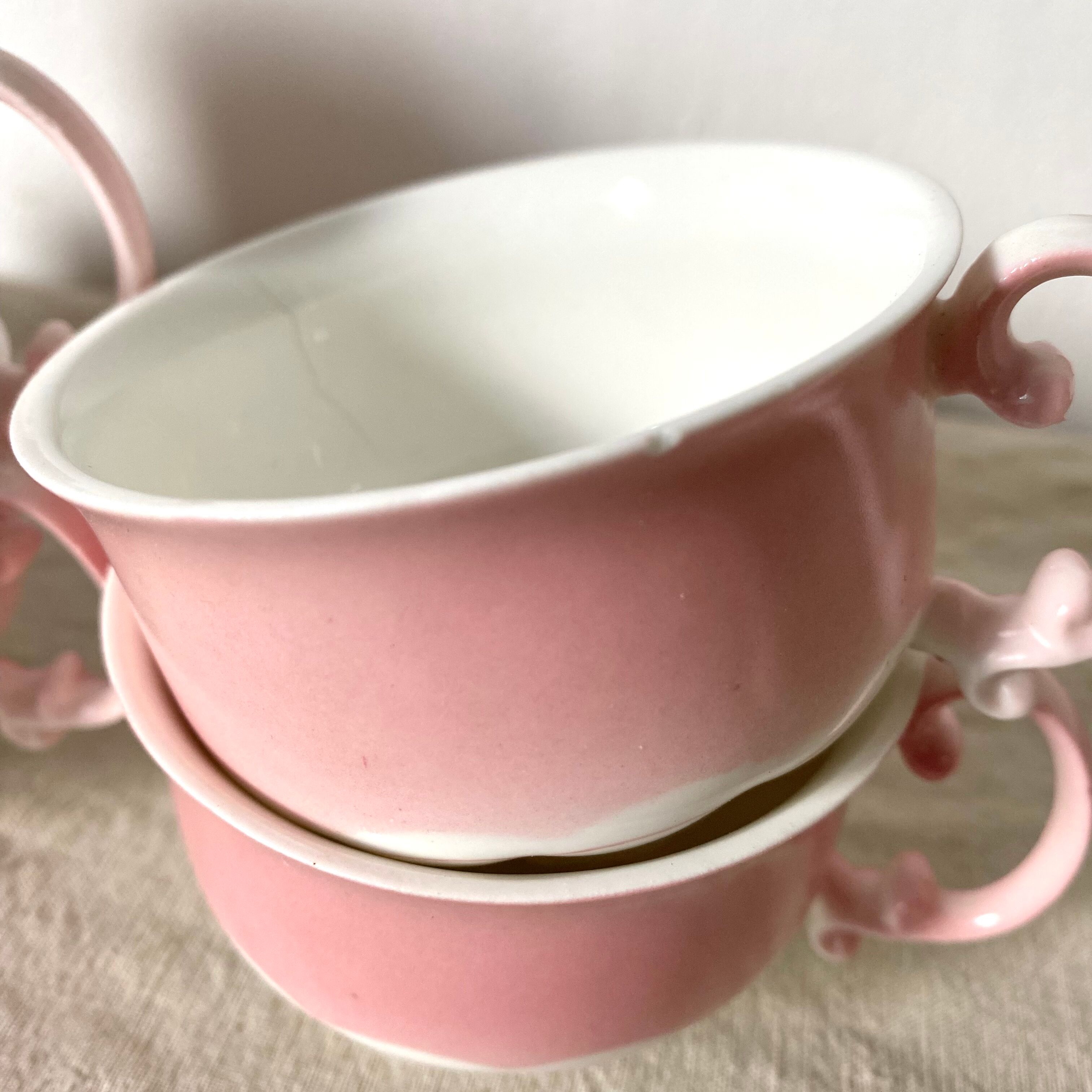 Pink vintage porcelain cups