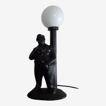 Ceramic artist lamp and ball globe 80s/90s