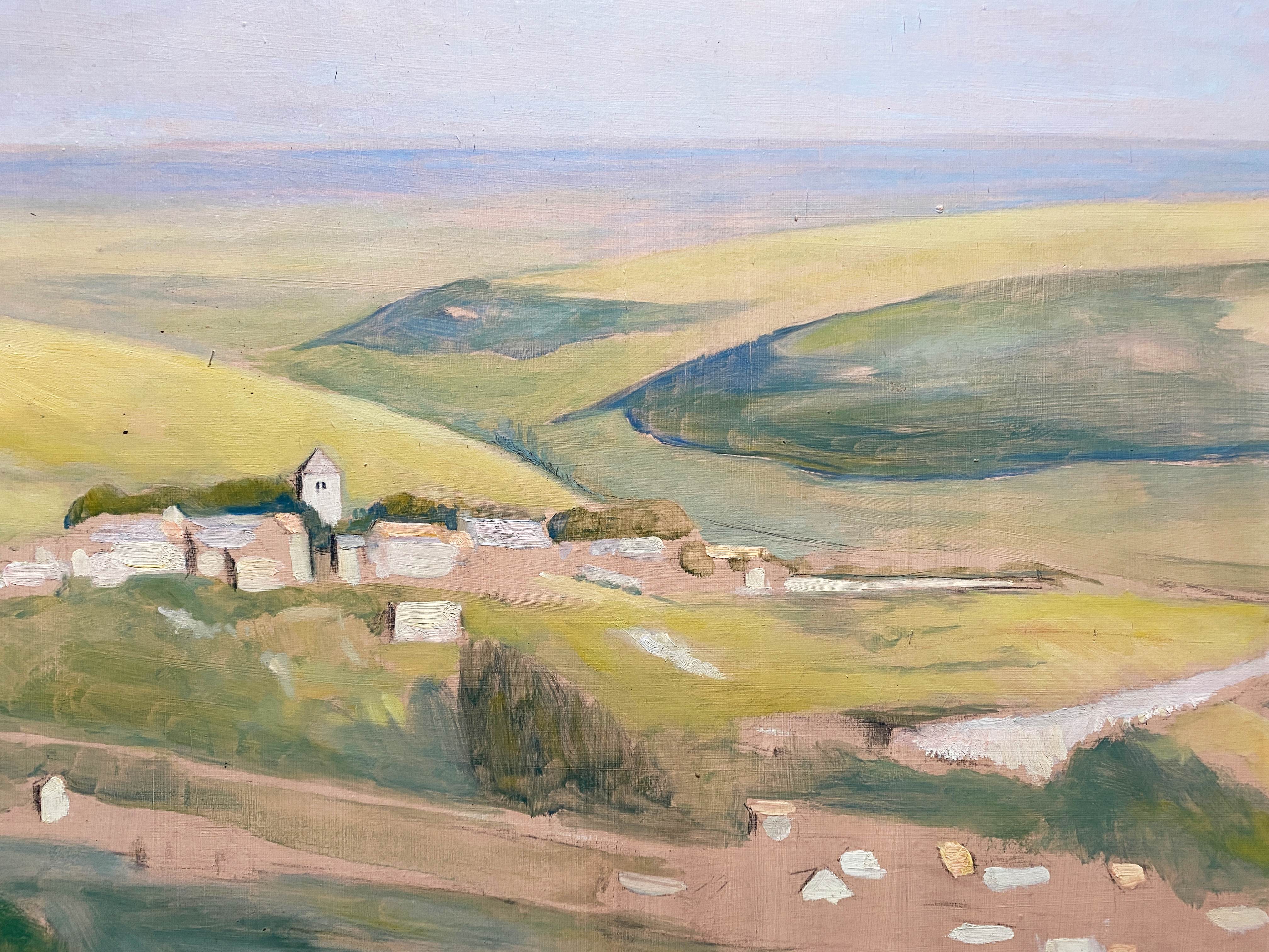 Tableau HSP "Panorama à St Romain" (Côte d'Or) par Auguste Mallard (1895-1965)