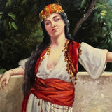 Orientalist painting the lemon merchant oil on panel nineteenth