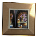 Painting frame painted on ceramic by g. tardieu city of biot fountain