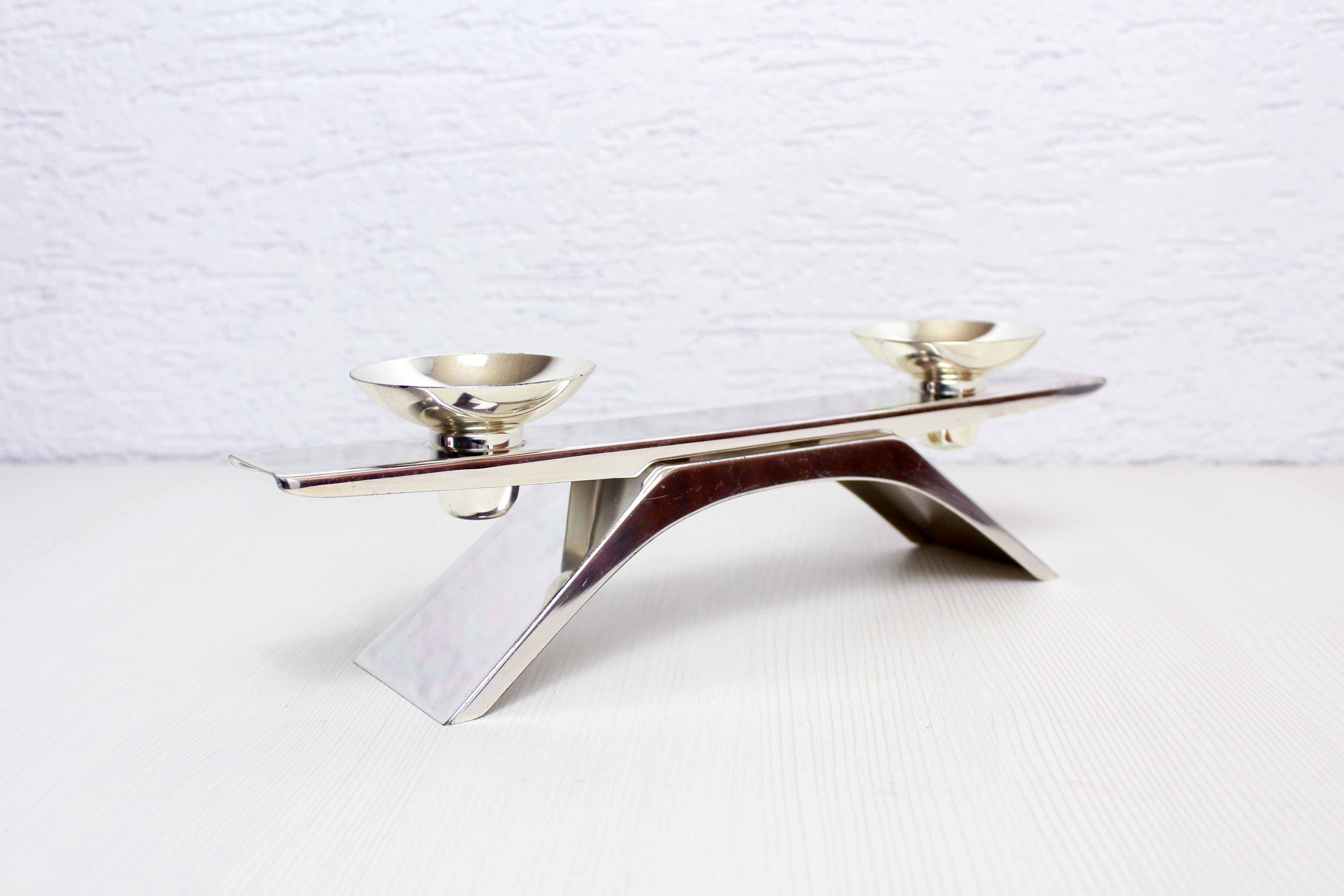 Silver metal wmf candle holder