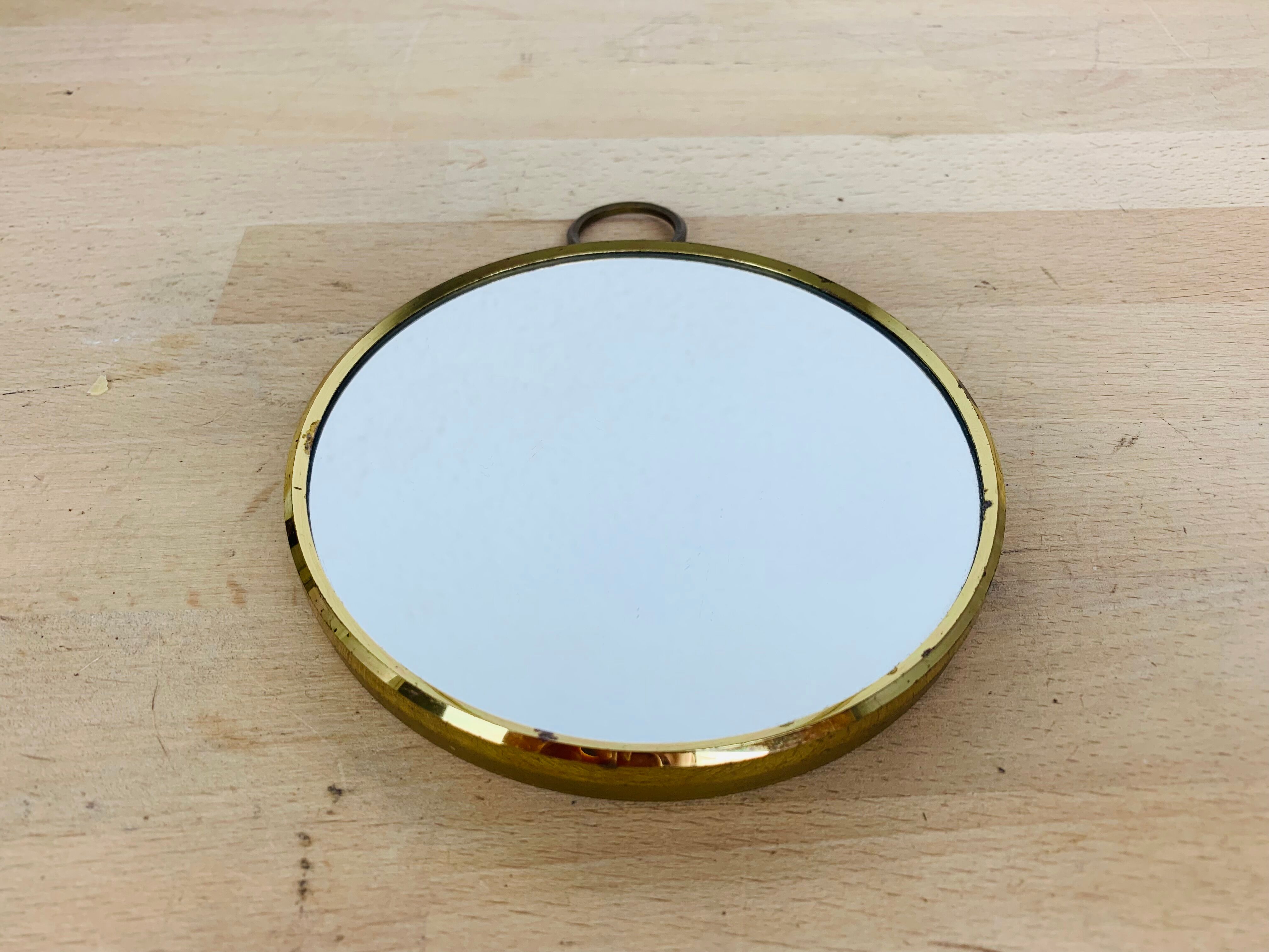 Mirror barber round strapping brass gilded