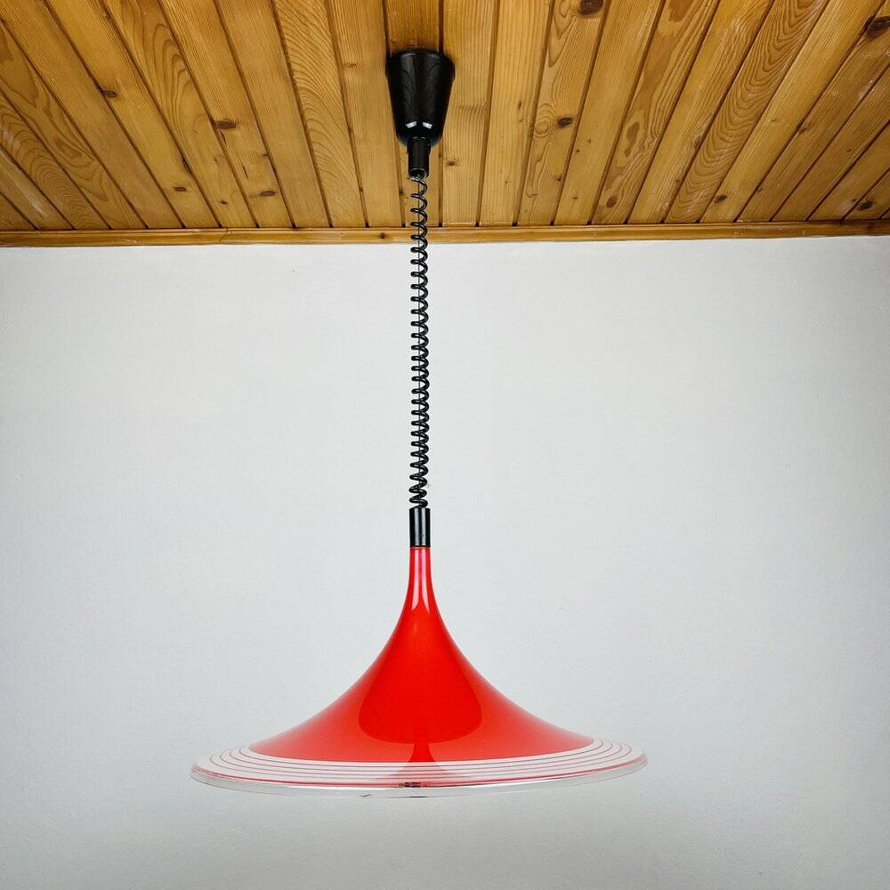 Red Albatros pendant lamp made of plastic from the mid-century by Meblo, Yugoslavia, 1970s.
