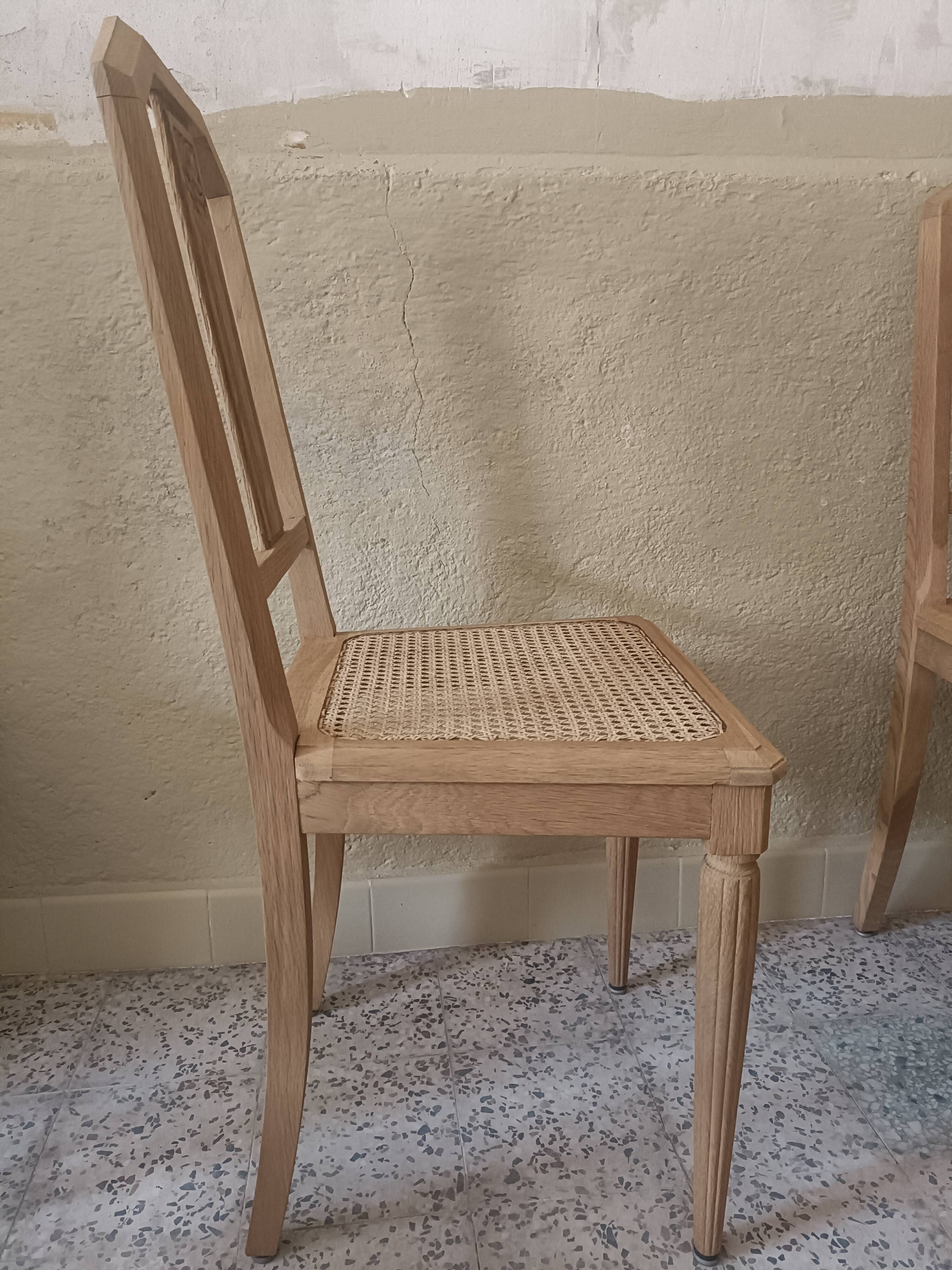 6 chaises cannées art déco rénovées