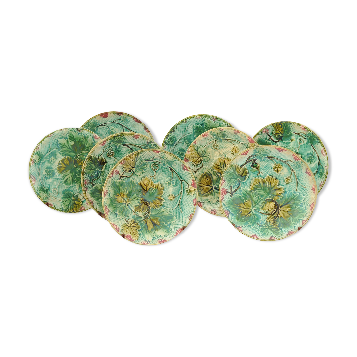 Series of 8 plates made of sarreguemines earthenware