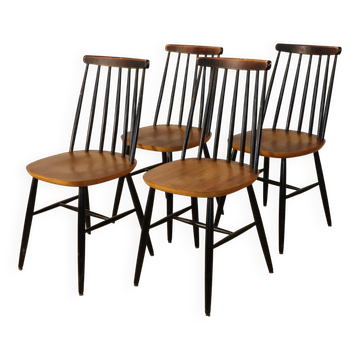 Set of 4 vintage wooden chairs, 1960s