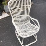 White wicker armchair