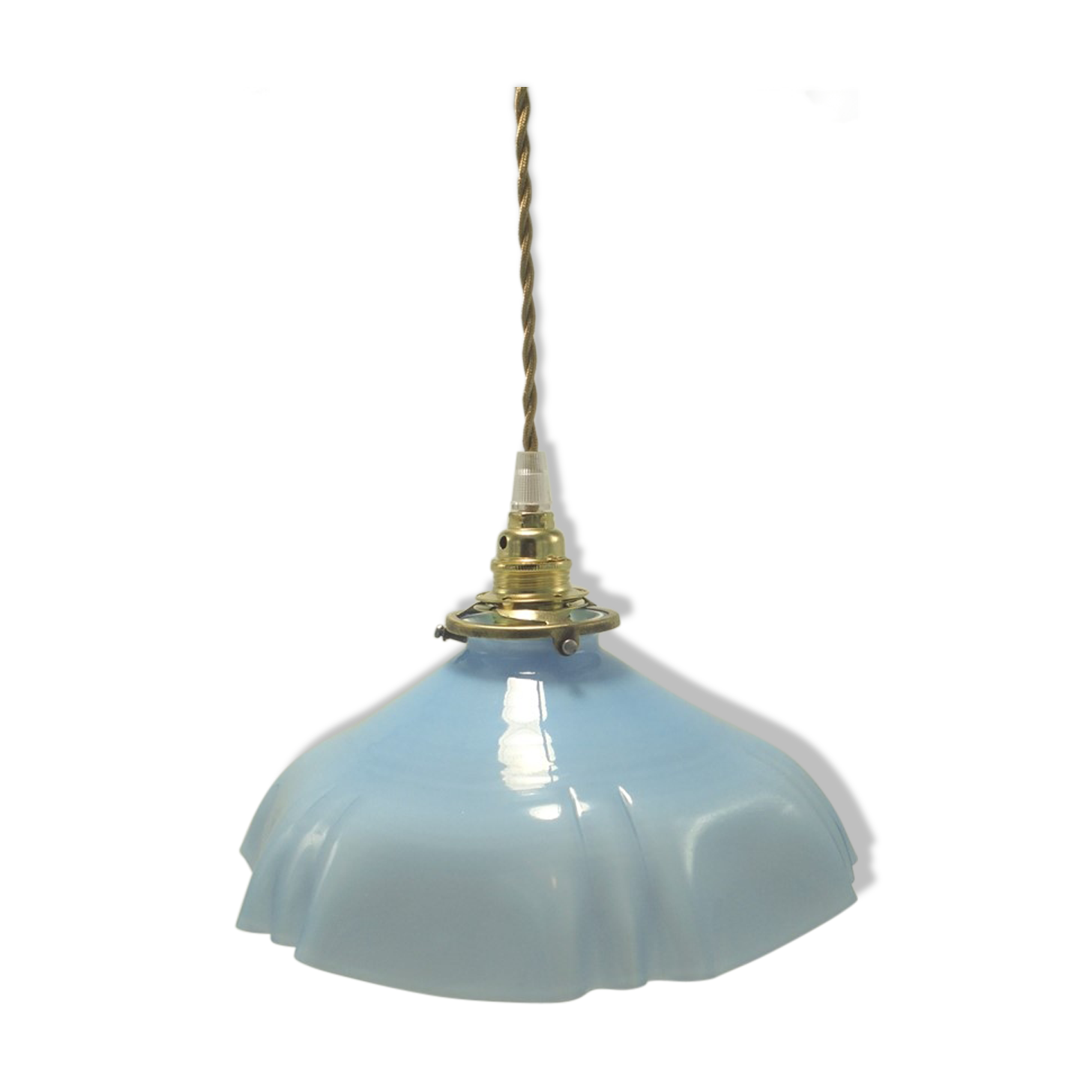 Blue opaline hanging lamp