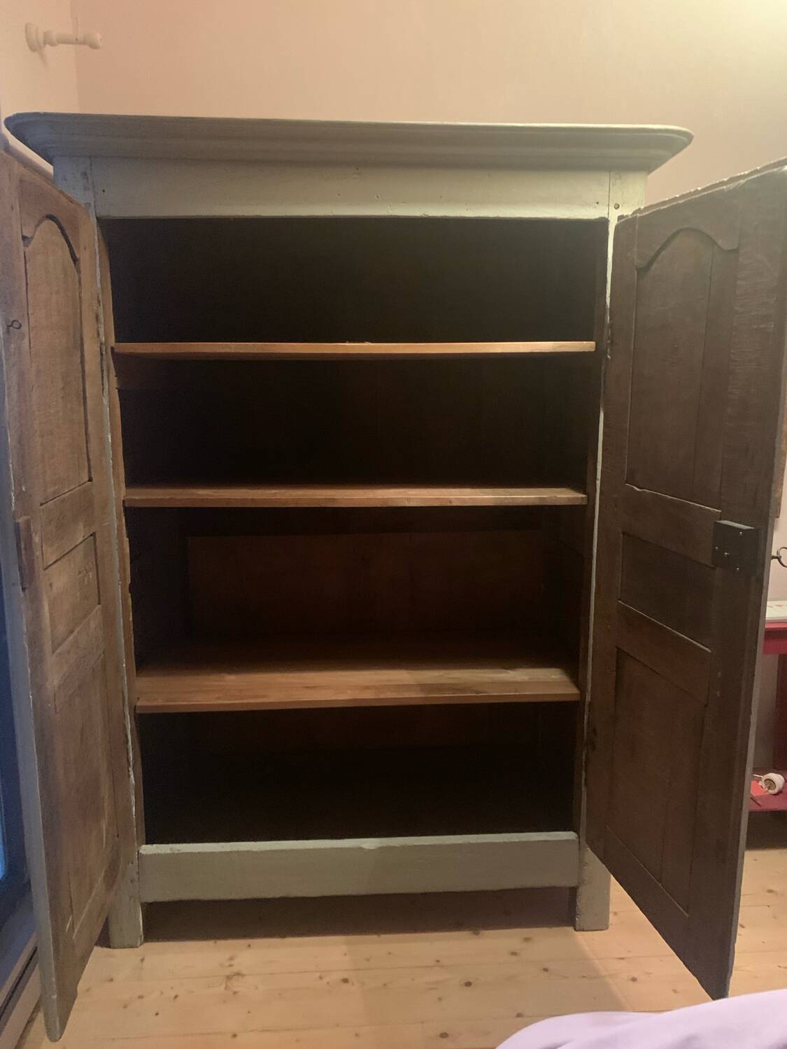 Antique oak and limewashed wardrobe