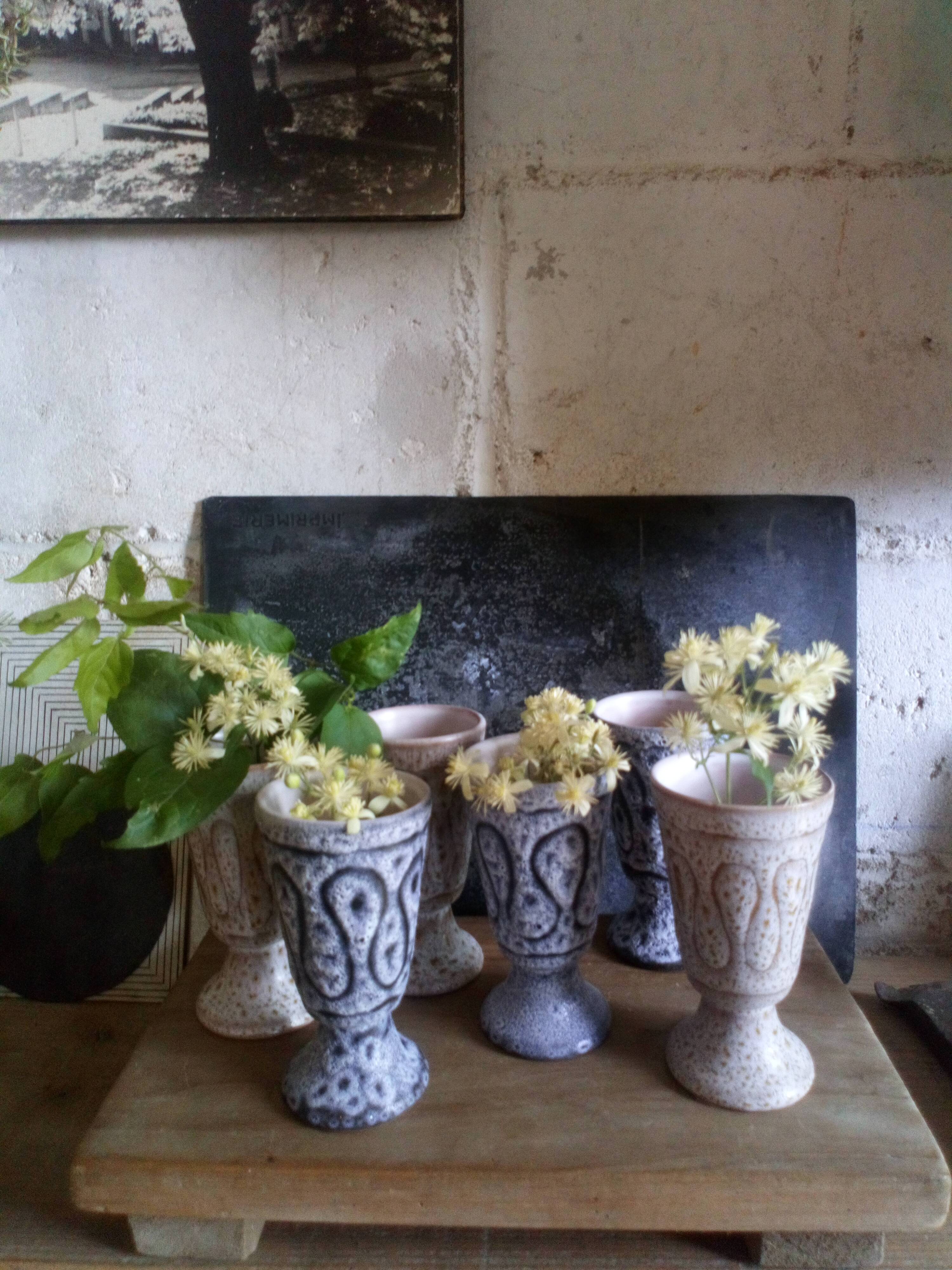 Six ceramic mazagrans by Jean Austruy Vallauris