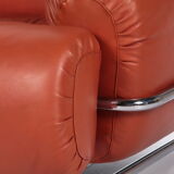 Bold Italian Lounge chair set made of leather, 1970