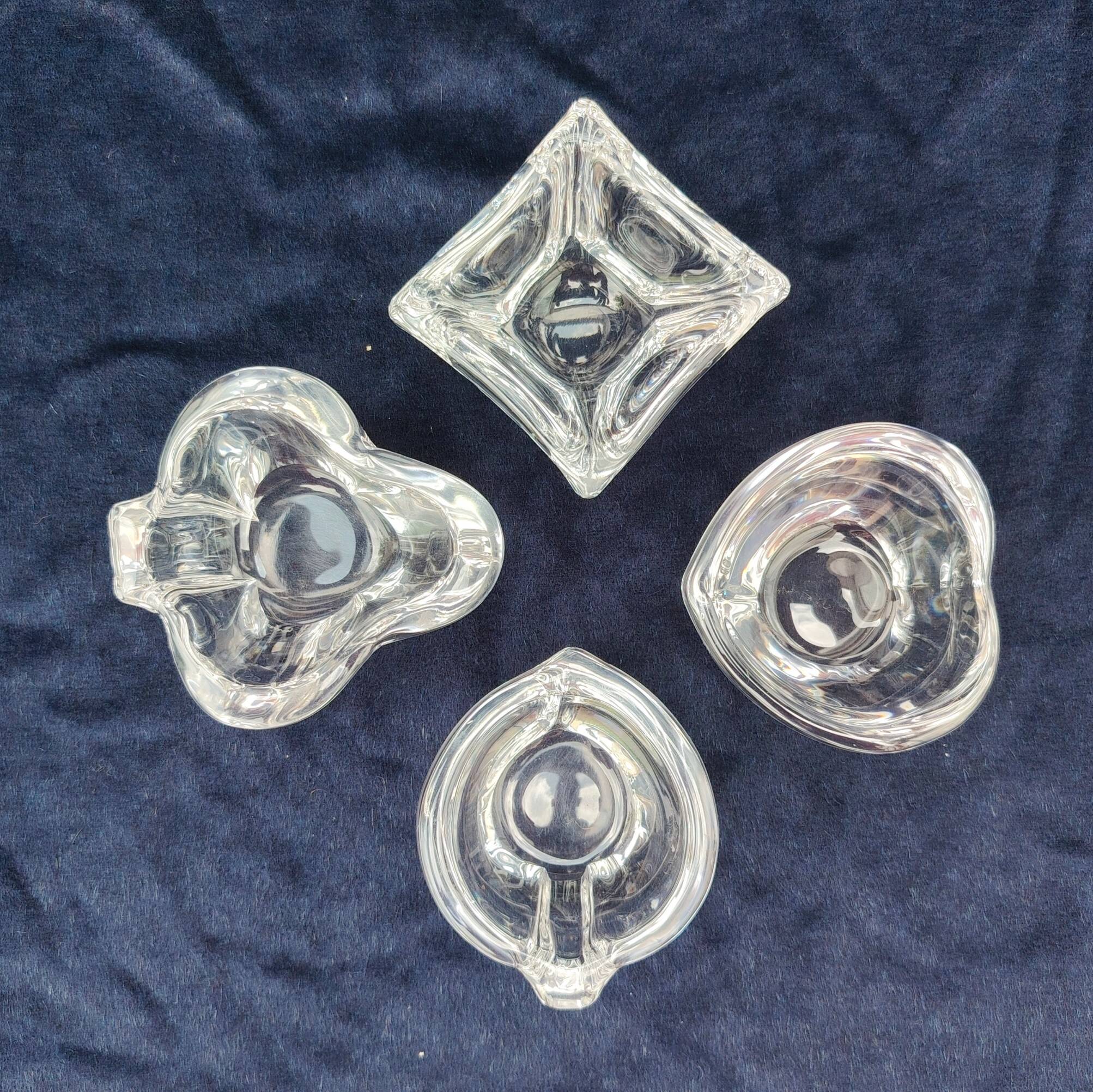 4 Daum crystal ashtrays playing cards