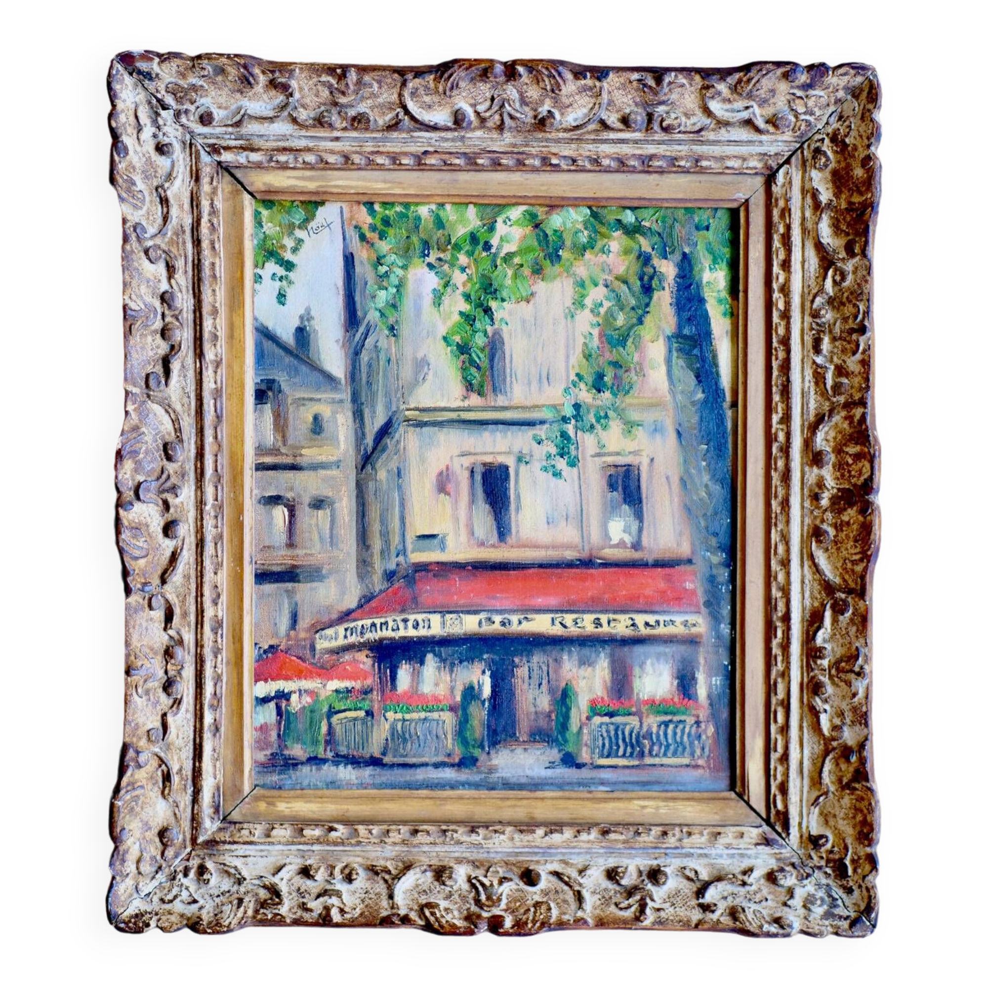 Le Mommaton, oil on canvas, urban landscape in a Montparnasse setting