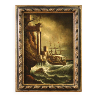 Peinture italienne de paysage marin du 20ème siècle