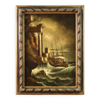 Seascape italian painting from 20th century