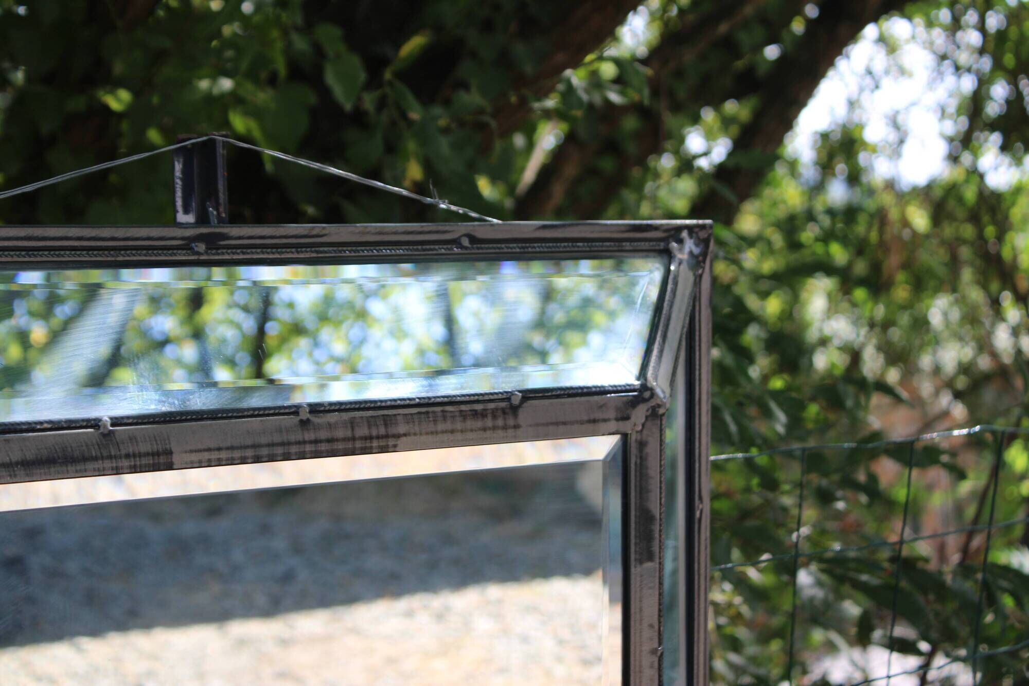 Miroir vintage en métal à parcloses – 5 glaces biseautées