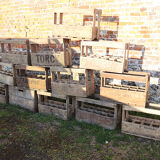 Old box with 10 wooden bottles -bc