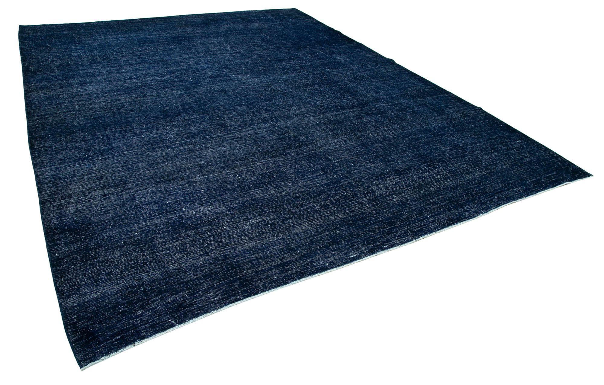 Hand-knotted persian overdyed 300 cm x 386 cm blue wool rug