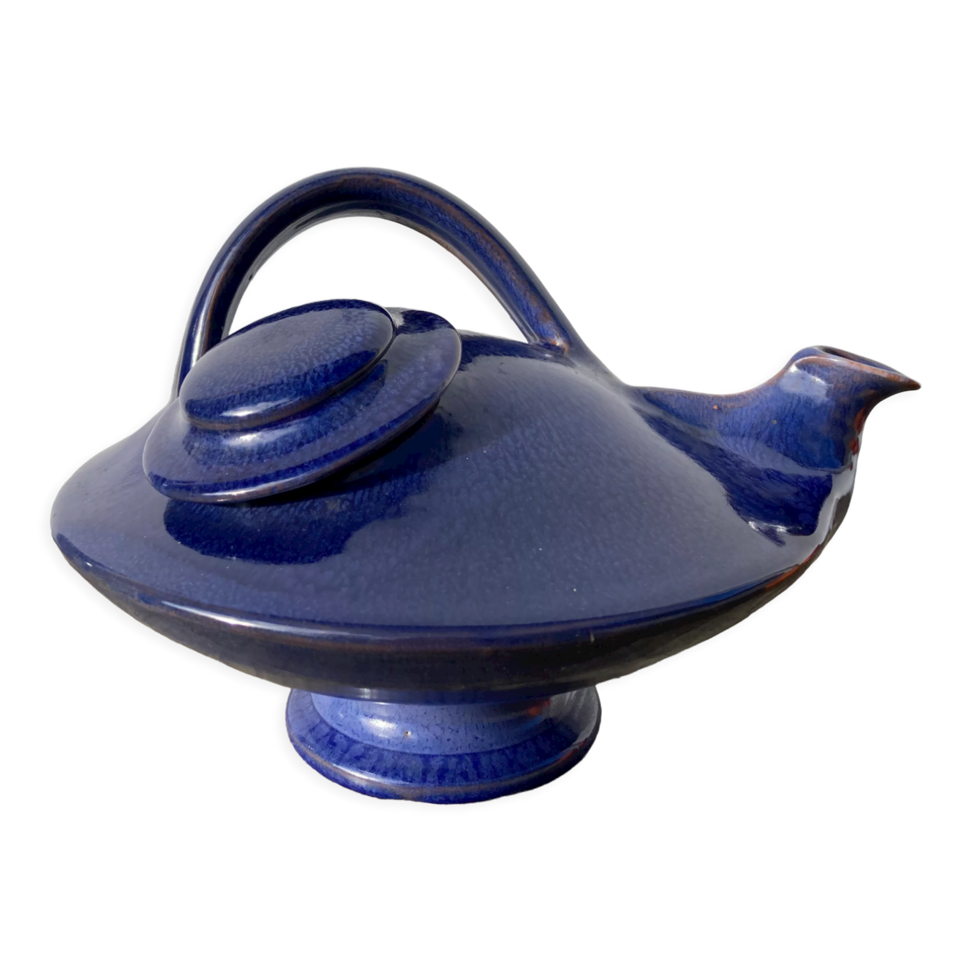 Organic teapot in blue ceramic