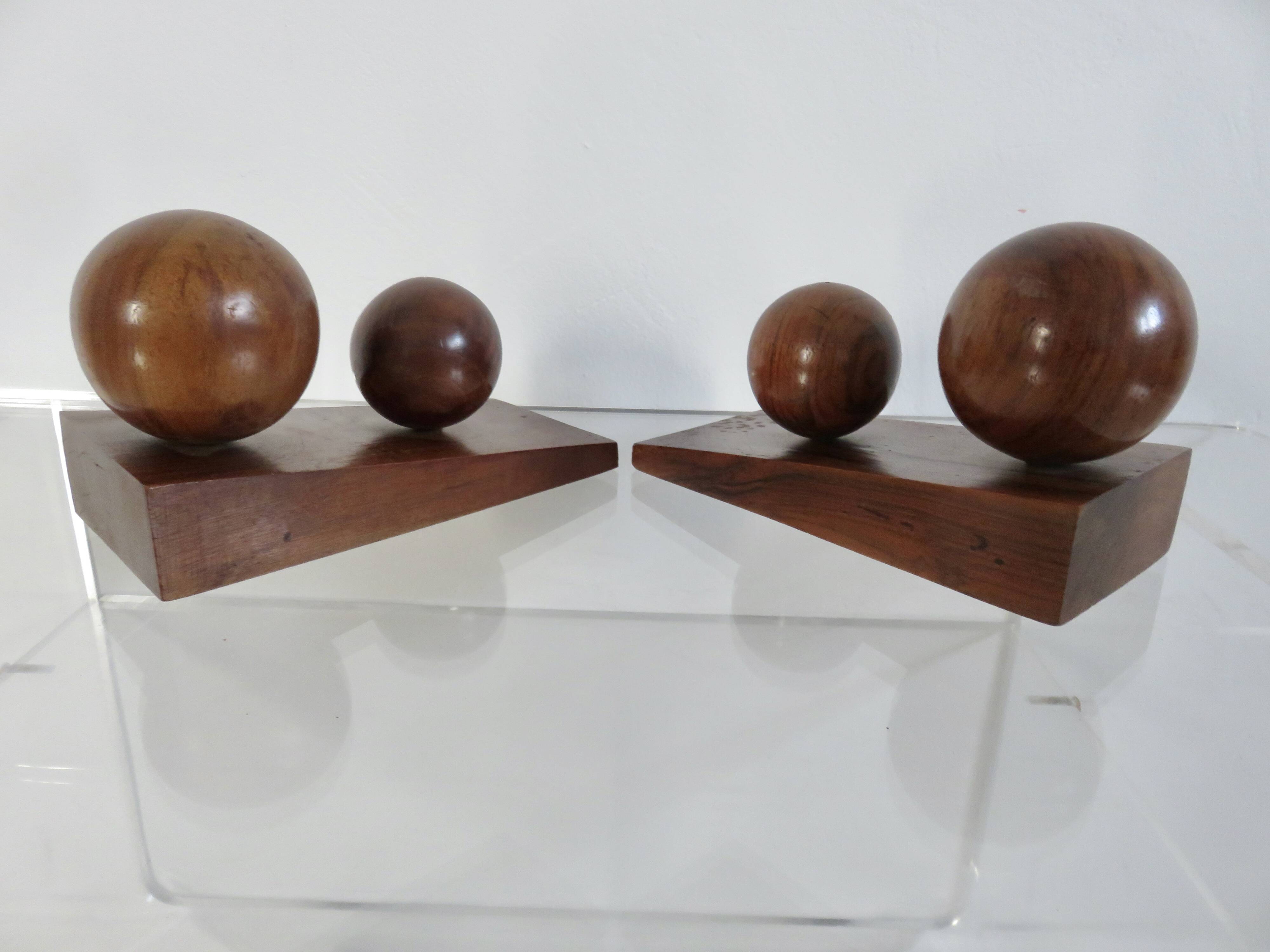 Pair of art deco walnut bookends, 1930s-40s
