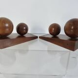 Pair of art deco walnut bookends, 1930s-40s